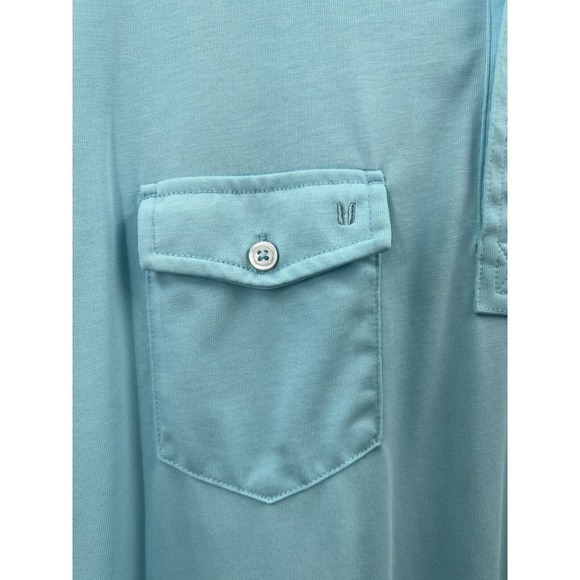 Linksoul Men’s Short Sleeve Luxury Cotton Knit Aqua Blue Polo Size XL Pockets​ - Picture 5 of 7